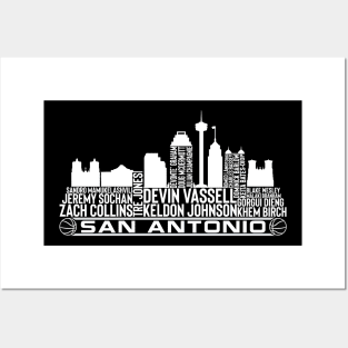 San Antonio Basketball Team 23 Player Roster, San Antonio City Skyline Posters and Art